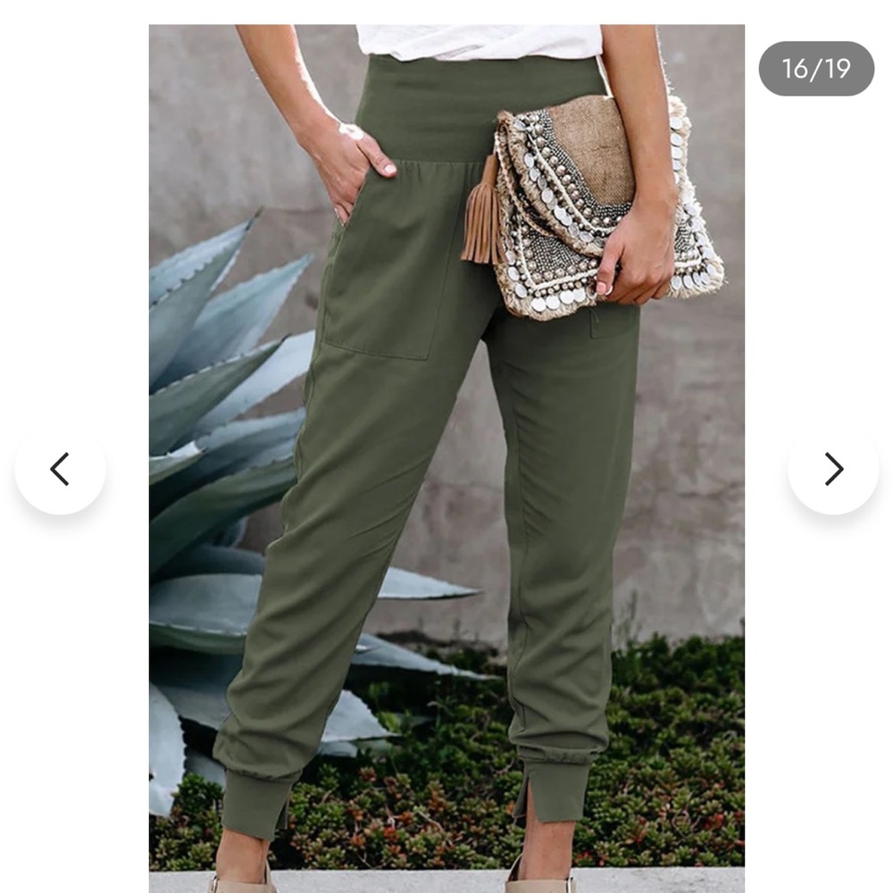 Green cotton pocketed joggers-never worn